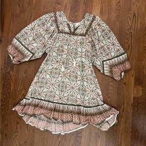 Cleobella White Cream Ruched Tiered Sundress